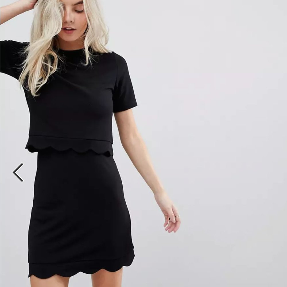 ASOS DESIGN petite scalloped hem mini dress with crop top